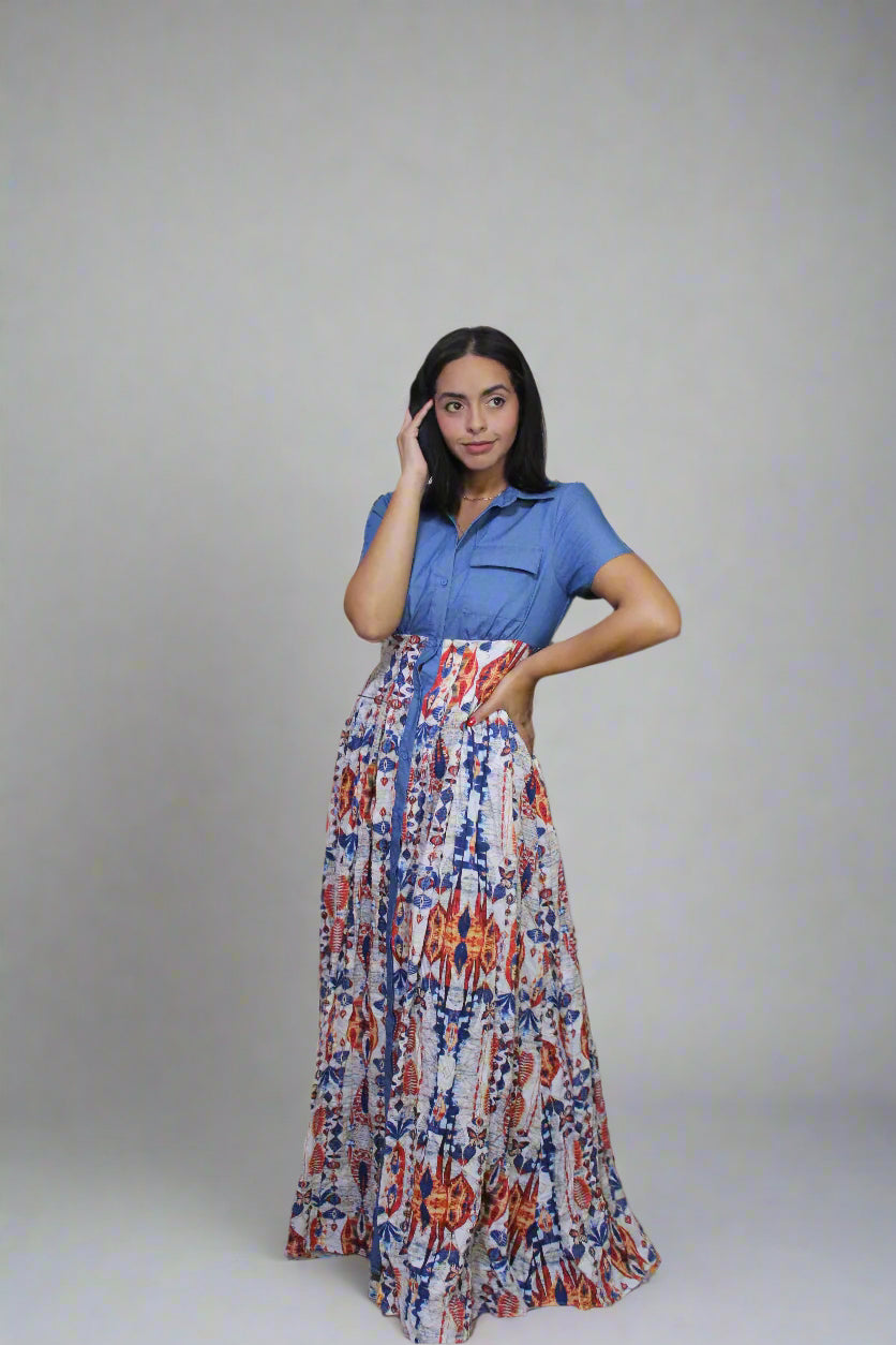 Denim Art Ensemble Dress