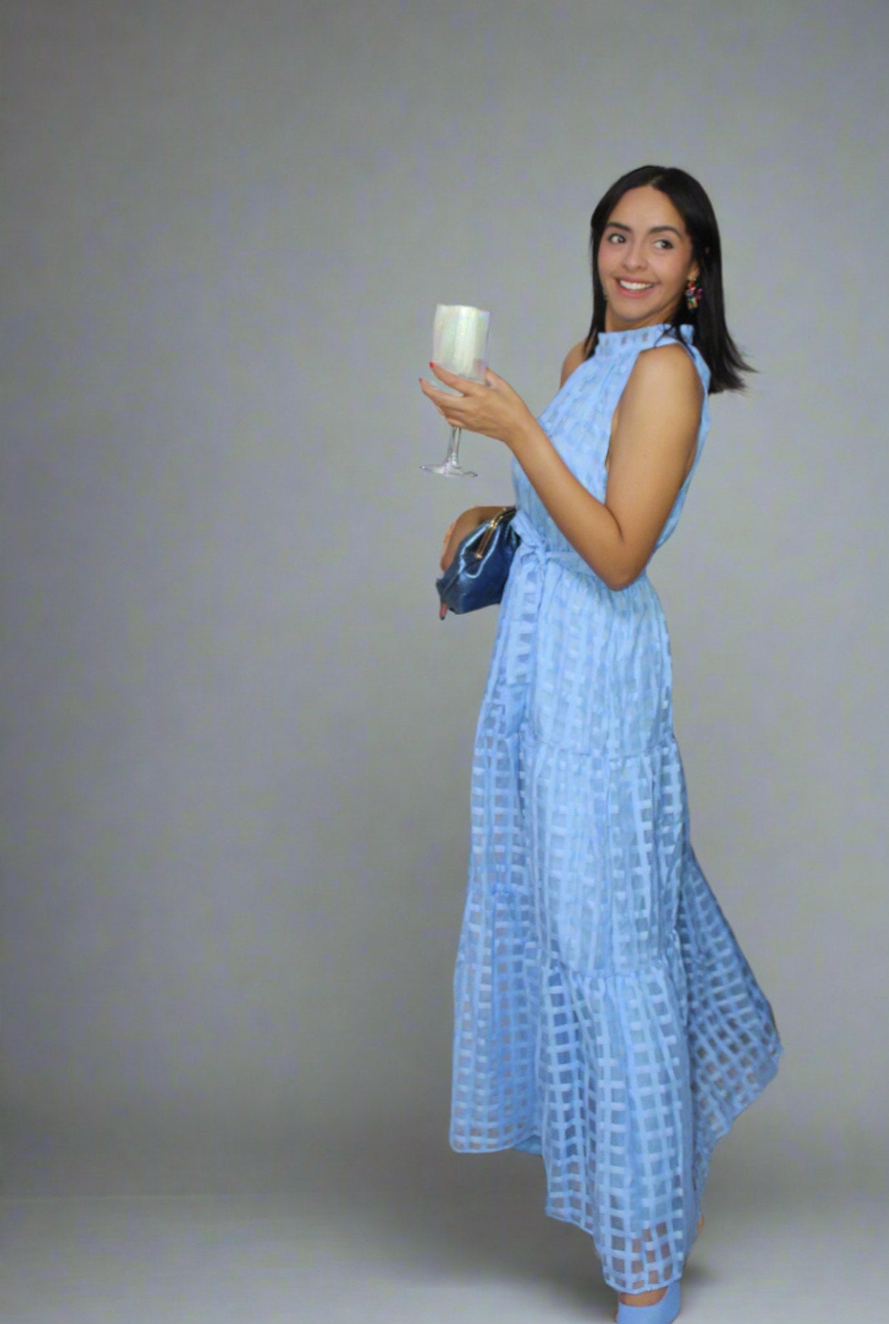 Formal Blue Halter Dress