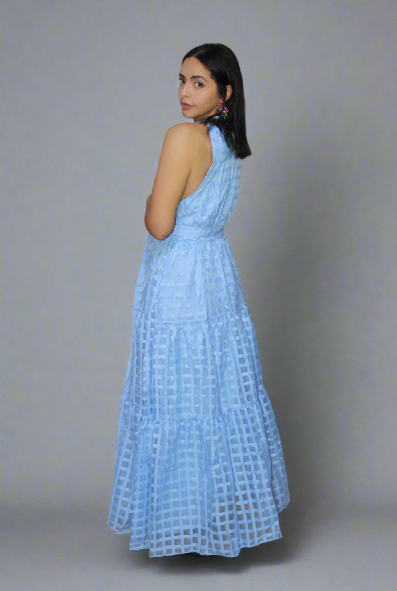 Formal Blue Halter Dress