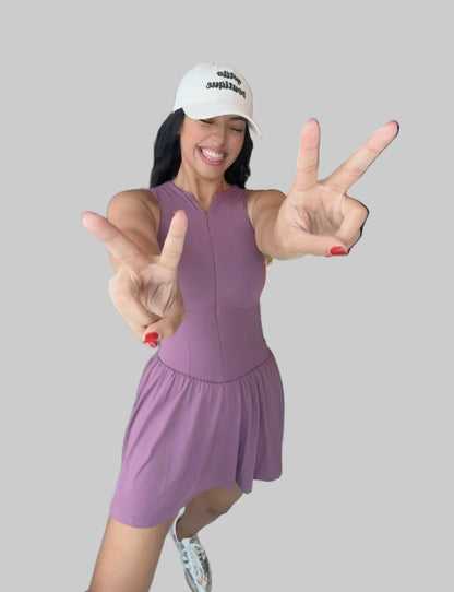 Purple Zipper Skirt Dress