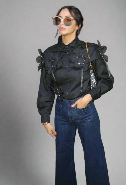 Black Flower Blouse